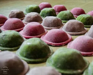 Sorrentinos multicolor artesanales