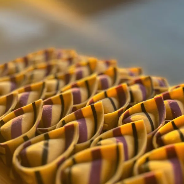 Sorrentinos con diseño rayado multicolor